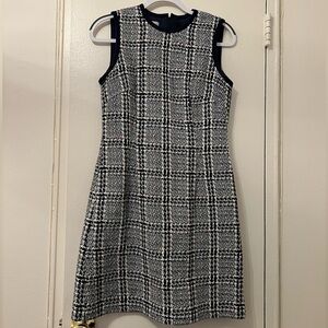 Hobbs London Work Dress White Navy Multi Woven Pattern US Size 6